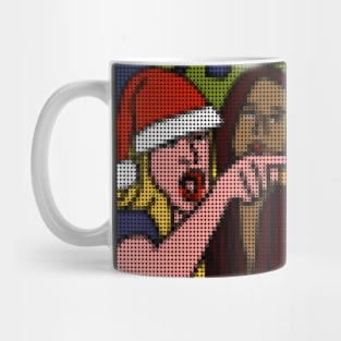 Woman Yelling at Cat in Dotty Santa Hat Mug